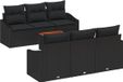 vidaXL Tuinbank Set 7-delig Zwart Polyrattan