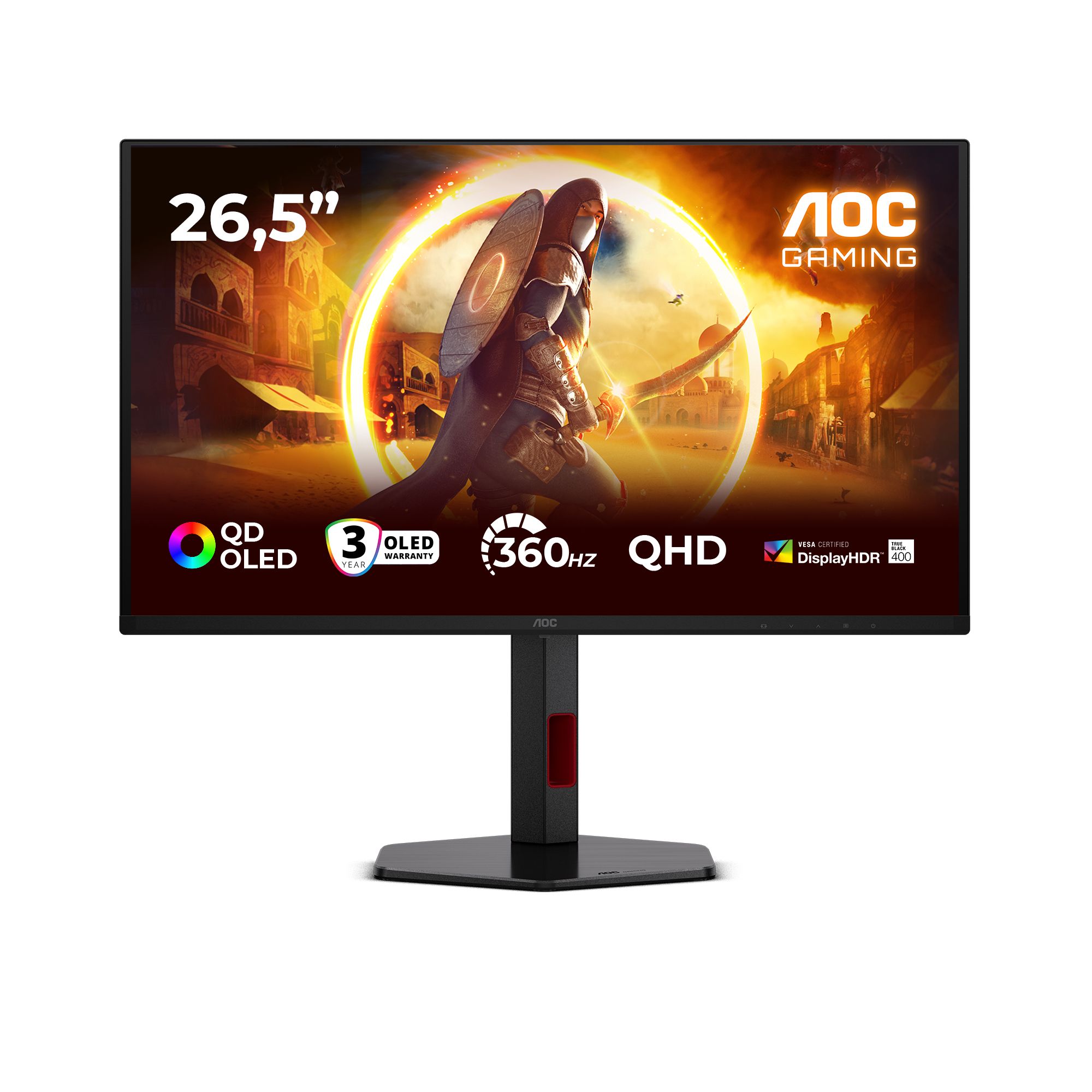 AOC G4 Q27G4SDR 26.5" Quad HD QD-OLED Gaming Monitor - Black/Red