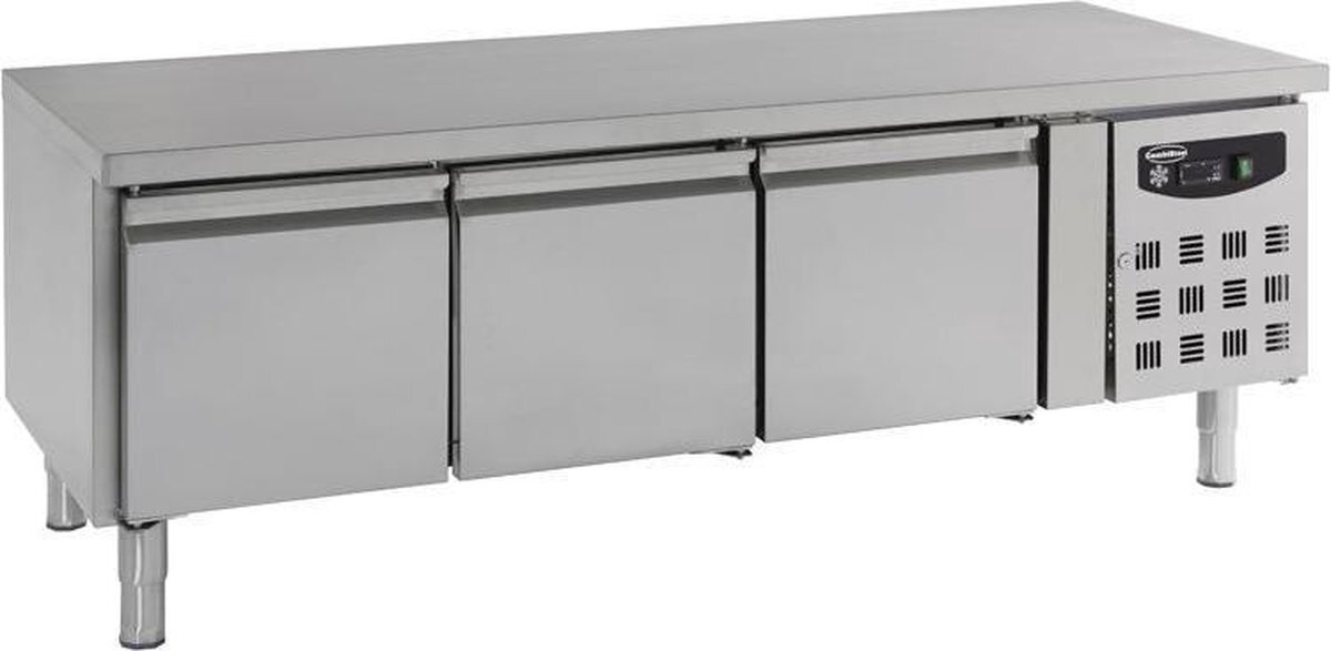 - Professionele Koelwerkbank | 650mm hoog | 3 Deuren | Standard Line | RVS | | 7450.0760 | Horeca grijs