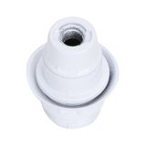 E14-lamphouder van wit bakeliet met zelfvergrendeling en halve schroefdraad voor gloeilampen, ideaal voor verlichtingstoepassingen thuis en op kantoor.