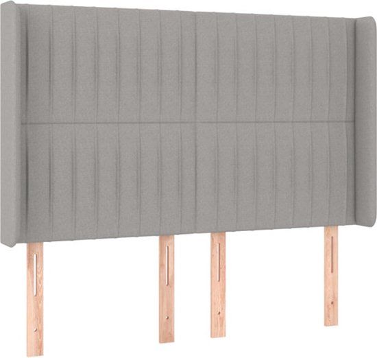 vidaXL Hoofdbord met randen 147x16x118/128 cm stof lichtgrijs