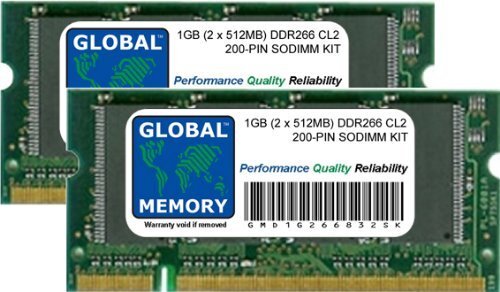 GLOBAL MEMORY 1GB (2 x 512MB) DDR 266MHz PC2100 200-PIN SODIMM GEHEUGEN RAM KIT VOOR LAPTOPS/NOTITIEBOEKJE