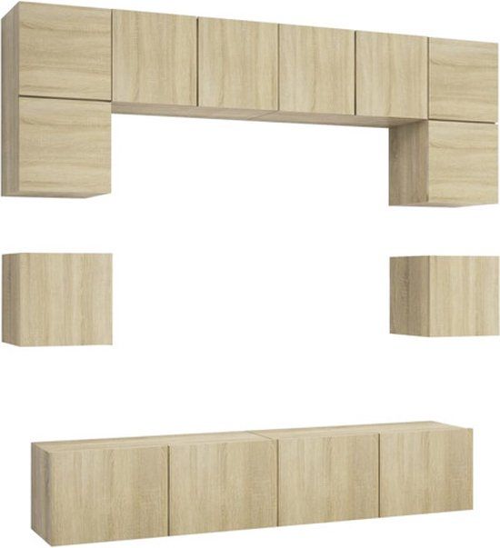 vidaXL 8-delige Tv-meubelset bewerkt hout sonoma eikenkleurig