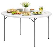 KZ GARDEN Table ronde pliante blanche Ø122cm