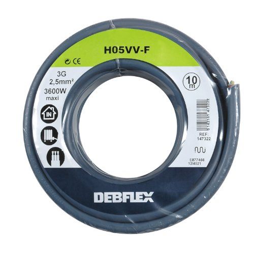 DEBFLEX 147322 - Spoel - Kunststof mantelkabel - HO5VV-F 3G2,5 - 10 m - Grijs