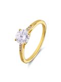 Lucardi Dames Zilveren goldplated ring met zirkonia