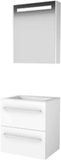 Basic-Line Premium 46 Badkamermeubelset - 60 x 46 cm - Met Grepen - 2 Lades - Acryl Wastafel - Zonder Kraangat - Spiegelkast met LED Verlichting - Ice White