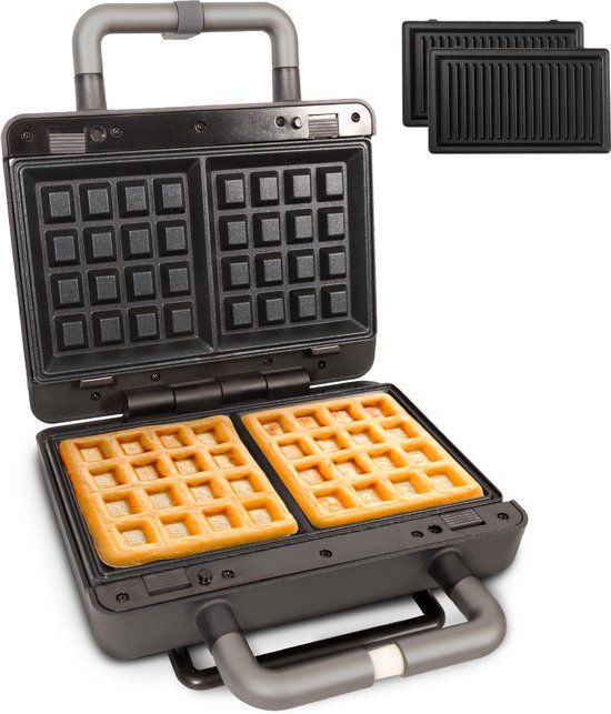 Gadgy Premium Wafelijzer - 3-in-1 Grill, Tosti- & Wafelmaker - Zwart - 600W - 2x Brusselse Wafel
