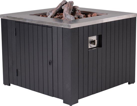 Garden Impressions Faro Gas Fire Pit - 80x80cm - Black