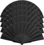 Merkloos Handwaaier/spaanse waaier - 5x - zwart - RPET polyester - 41 x 23 cm - verkoeling/zomer