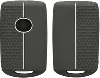 kwmobile autosleutel hoesje geschikt voor Mazda 3-Knoppen CX30 CX50 CX60 CX90 MX-30 hoes - Siliconen autosleutel behuizing - Auto sleutel case met honingraat - Sleuteletui in grijs / wit