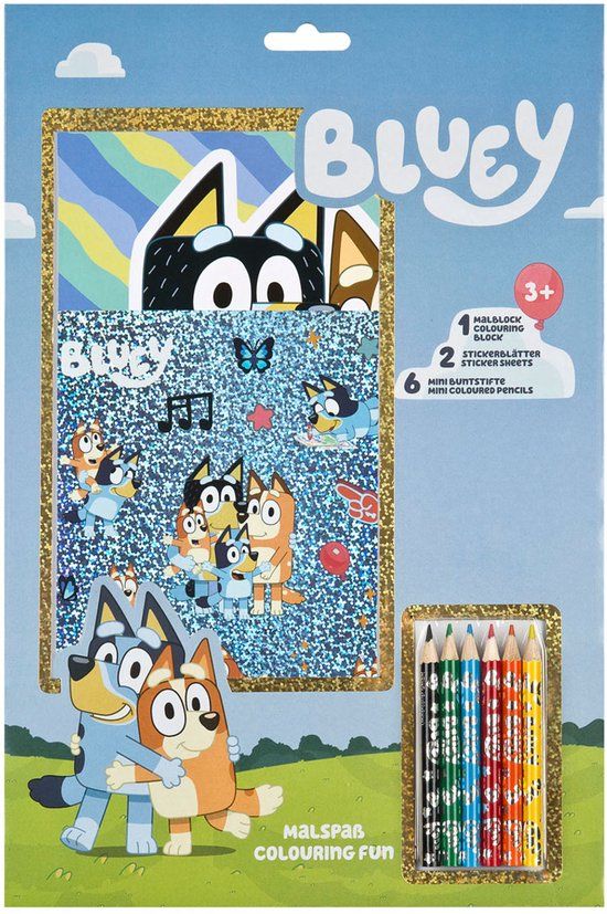 Top1Toys Undercover Bluey kleurset kleurblok met potloden en stickers voor kinderen.