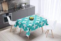 Bonamaison Tafelkleed, Anti-Mold, Sneldrogend, Waterdicht, 100% Polyester Tafellaken, Turkoois, wit, 140 x 140 Cm