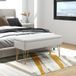 Kave Home Banc coffre 2 en 1 en tissu crème avec pieds acier doré 100 x 40 x 49 cm