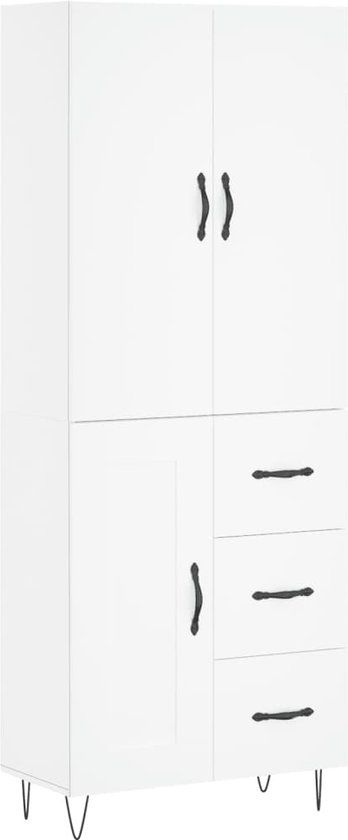 vidaXL Hoge kast bewerkt hout wit