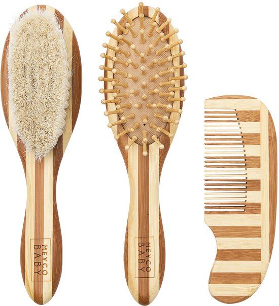 Meyco Baby Stripe Kapset - Bamboe - Natural/Walnut - 3-delig