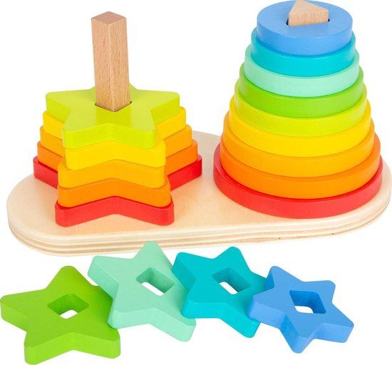 small foot - Rainbow Shape-Fitting Game - Wooden Toy for Toddlers