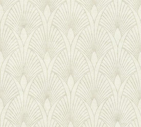 AS Creation New Walls Art Deco Wallpaper - Creme Zilver Metallic Wit - 53cm x 1005cm - Vinyl/Vlies