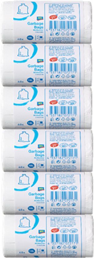 Afvalzak 10 liter - Wit Standaard - 240 Vuilniszakken (6x40 afvalzakken) - Pedaalemmerzakken