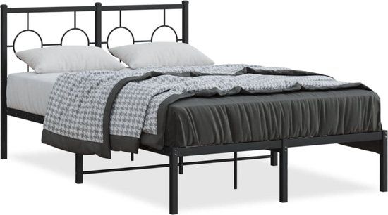 vidaXL Bedframe met hoofdbord metaal zwart 120x190 cm
