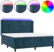 vidaXL Boxspringbed met matras en LED-verlichting, donkerblauw, 180x200 cm, fluweel