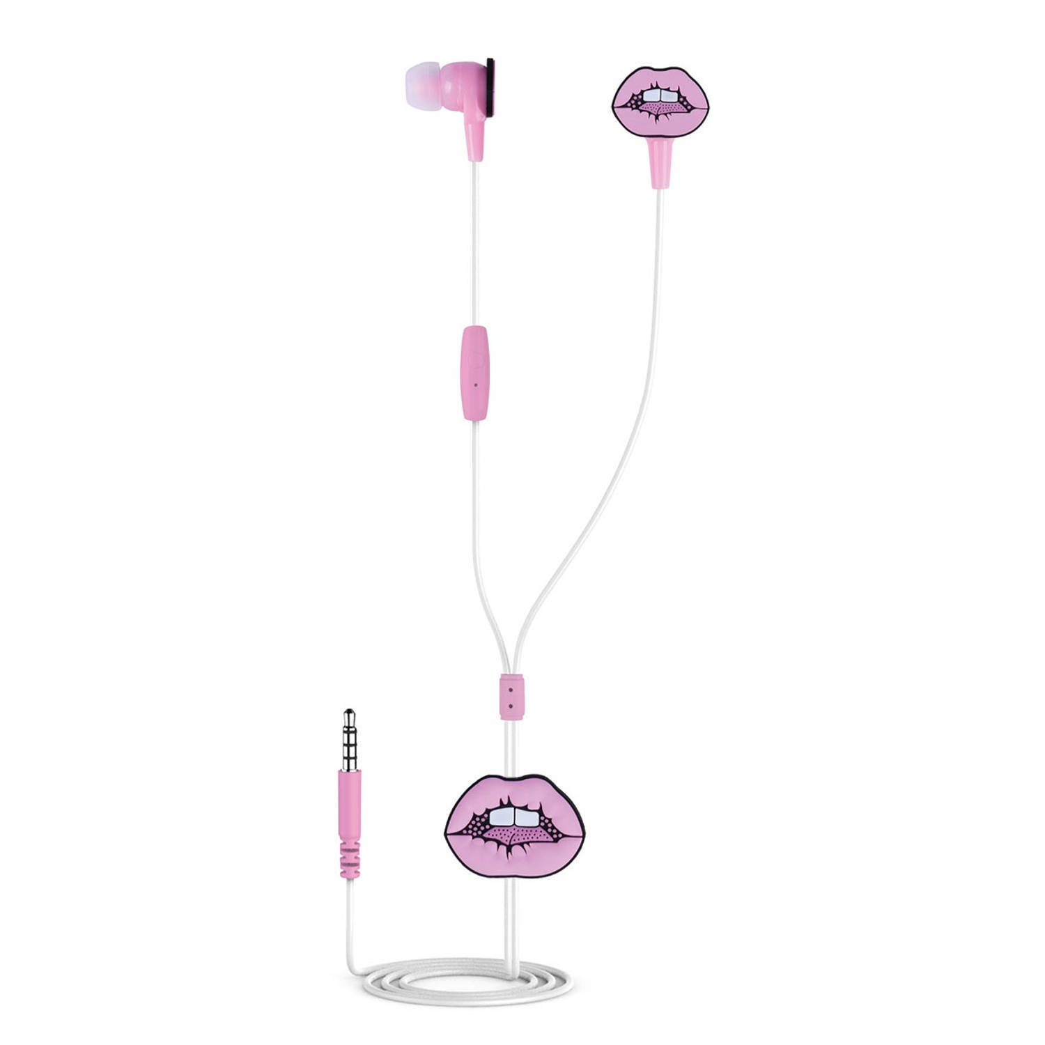 Dresz in ear oordopjes met lippen kunststof/siliconen roze roze