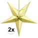Partydeco Kerstster - 2x - goud - 45 cm - decoratie ster - karton - lampion - kerstversiering