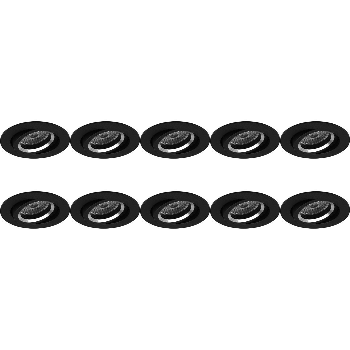 BES LED Spot Armatuur 10 Pack - Pragmi Aerony Pro - GU10 - Inbouw Rond - Mat Zwart - Aluminium - Kantelbaar - Ø82mm