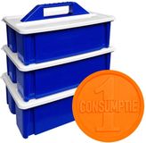 CombiCraft consumptiemunten oranje in stapelbare opbergkisten - 6.000 munten en 3 kisten