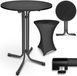Tillvex Gastro Staande tafel, inklapbaar, set van 2 stuks, diameter 60 met hoes, bistrotafel, kant-en-klaar gemonteerd, klaptafel, rond, weerbestendige partytafel, tuintafel, binnen en buiten