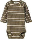 Lil' Atelier Baby Romper Lange Mouwen Gestreepte Shitake 74