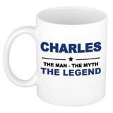 Bellatio Decorations naam cadeau mok - Charles - man myth legend - koffiemok - 300 ml - collega - vaderdag
