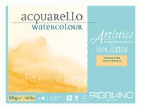 Honsell Fabriano Artistico Acquarello Waterverf, natuurwit, fijnkorrel koud geperst, 23 x 30,5 cm, 20 vellen 300 g/m², hoogwaardig kunstenaars-aquarelkarton, blok aan 4-zijdig gelijmd, veganistisch