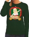 Bellatio Decorations Shoppartners Bv Foute kersttrui / sweater - groen - Touch my Jingle Bells voor dames M