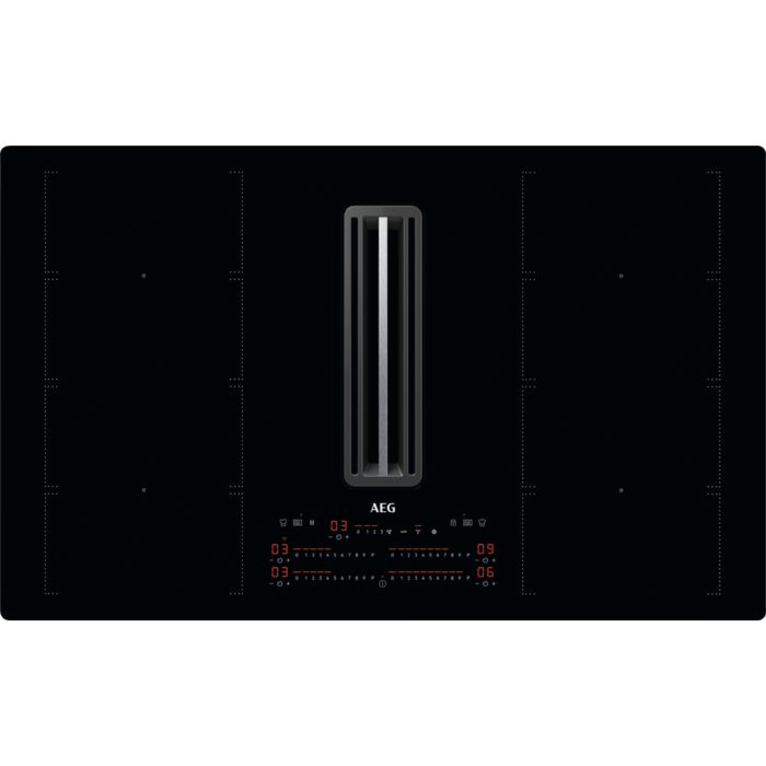 AEG CCE84779CB - 83cm Induction Cooktop with Integrated Extractor - Black