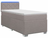 vidaXL Boxspringbed met matras en LED-verlichting, taupe kleur, 90 x 200 cm, gestoffeerd