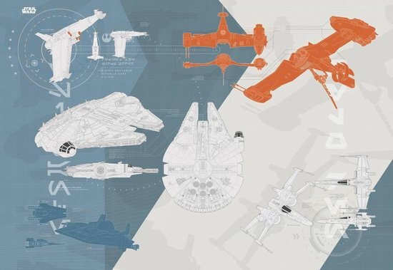 KOMAR Star Wars Technical Plan Fotobehang 368x254cm 8-delig