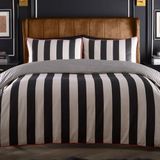 Laurence Llewelyn-Bowen Festivo Circus gestreept dekbedovertrek Kingsize beddengoed (230 x 220 cm) Zacht 100% katoen satijn 2 kussenslopen Zwart-wit gestreept beddengoed Luxe beddengoedset