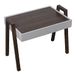 DRW Set van 3 rechthoekige bijzettafels van hout in walnoot en wit, 56 x 35 x 44 cm, tafelblad, 50 x 35 cm