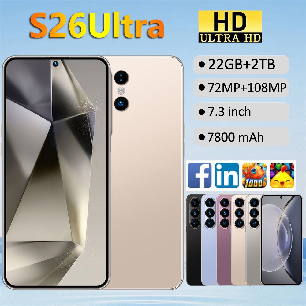 CHOTOG S26 Ultra Smartphone Android 5G 7.3HD 22GB+2TB 7800mAh Ontgrendelde mobiele telefoon Dual Sim Wi-fi 48MP Camera Telefoon