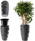 KADAX Bloempot met inzetstuk en handgrepen, plantenbak van kunststof, antraciet, hoog
