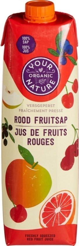 Your Organic Nature Rood Fruitsap Bio 1 liter