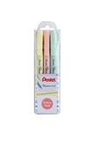 Pentel luminina Flex SLW11P markeerstift, 2 punten, pastelkleuren, geel, oranje en lichtgroen, 3 stuks