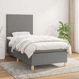 vidaXL Boxspringbed met matras, stof, donkergrijs, 90x200 cm