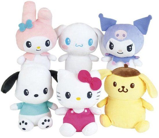 Jemini Kawaii Hello Kitty Knuffel - 13 cm - Roze/Wit