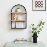 [en.casa] Wandrek Jäller met 3 planken 53x35x14 cm zwart en houtkleurig