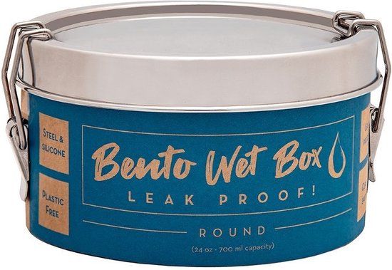 Eco Lunchbox Bento Wet Lunchbox - Round Leakproof - Silver