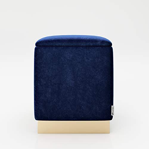 Playboy Pouf met opbergruimte en goudvoet - Lichtblauw - Retro design