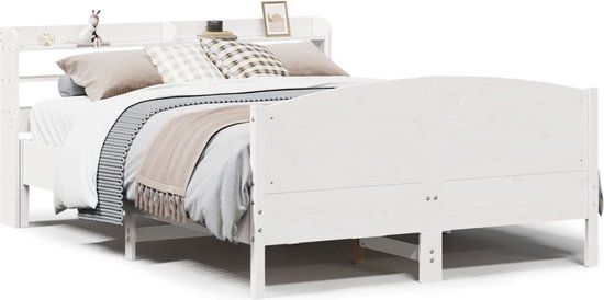 vidaXL Bedframe - Massief Grenenhout - Wit - 160x200 cm