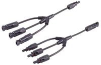 1x PV4 T-adapterkabelset 3/1, 6mm², SW/SW, 30cm – Parallelle aansluiting voor fotovoltaïsche systemen, 3x stekkers naar 1x stopcontact, zwart
